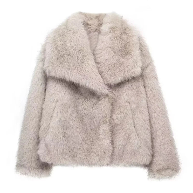HXAO Winter Faux Fur Coat 2024 Woman New in coats Autumn Fur Plush Fluffy Jacket Warm Red Gray Black White Fur Coat Outerwears